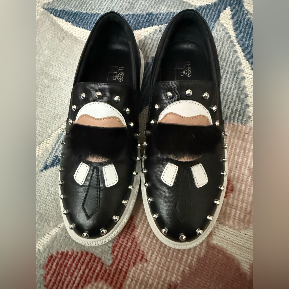 Black Studded Slip-On Shoes
